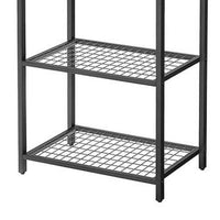 60 Inch Kitchen Storage Rack, 3 Tier Shelves, Hanging Hooks, Black Iron - BM315824