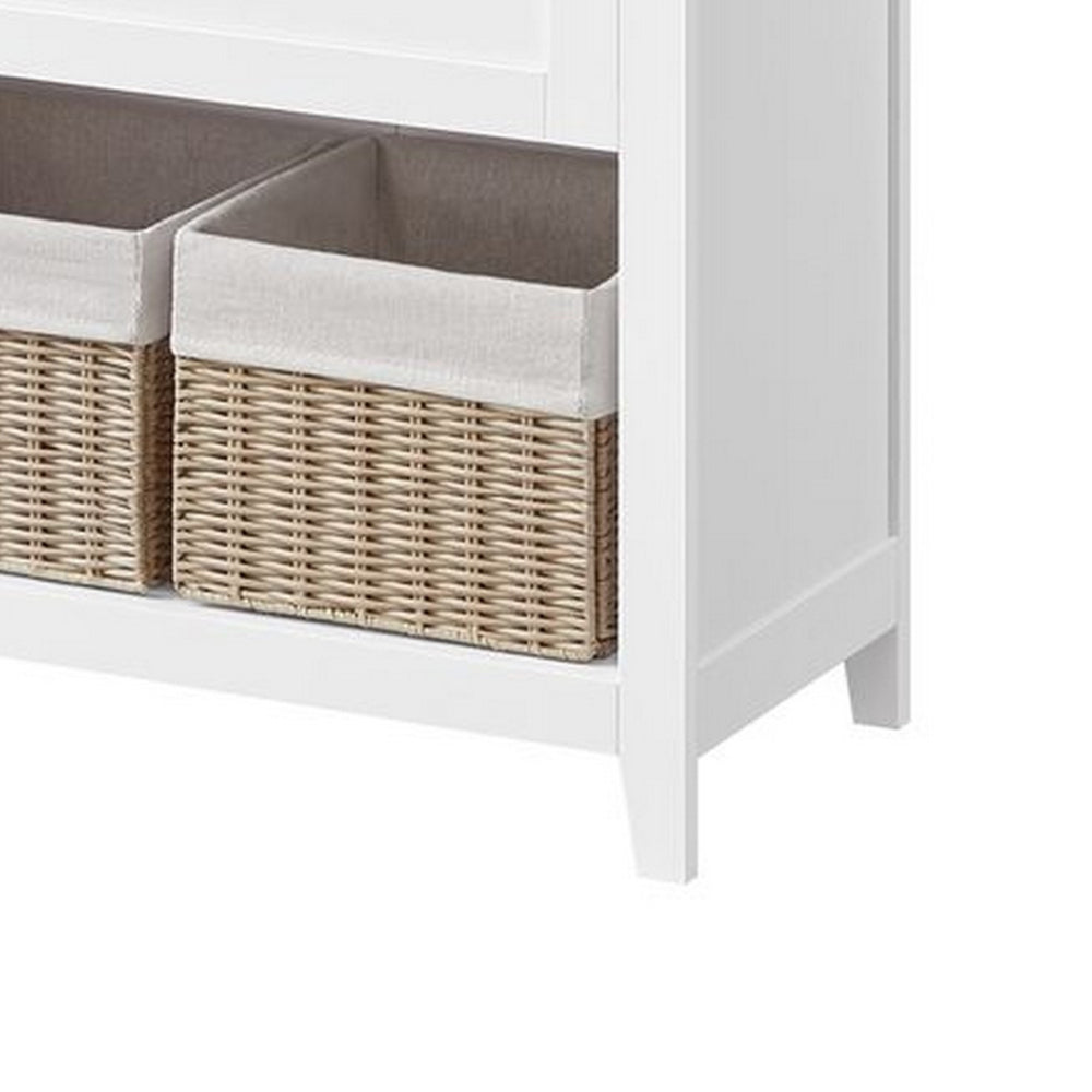 31 Inch Storage Cabinet with 2 Drawers and Baskets, Divider, White Wood - BM315826