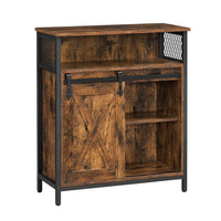 31 Inch Storage Cabinet Cupboard with Sliding Barn Door, Rustic Brown Wood - BM315828