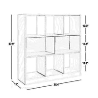 39 Inch Modern Bookcase with 8 Open Shelves for Cube Storage, White Wood - BM315829