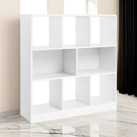 39 Inch Modern Bookcase with 8 Open Shelves for Cube Storage, White Wood - BM315829