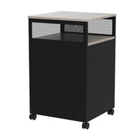 27 Inch File Storage Cabinet with Key Lock, Caster Wheels, Gray Black Wood - BM315830