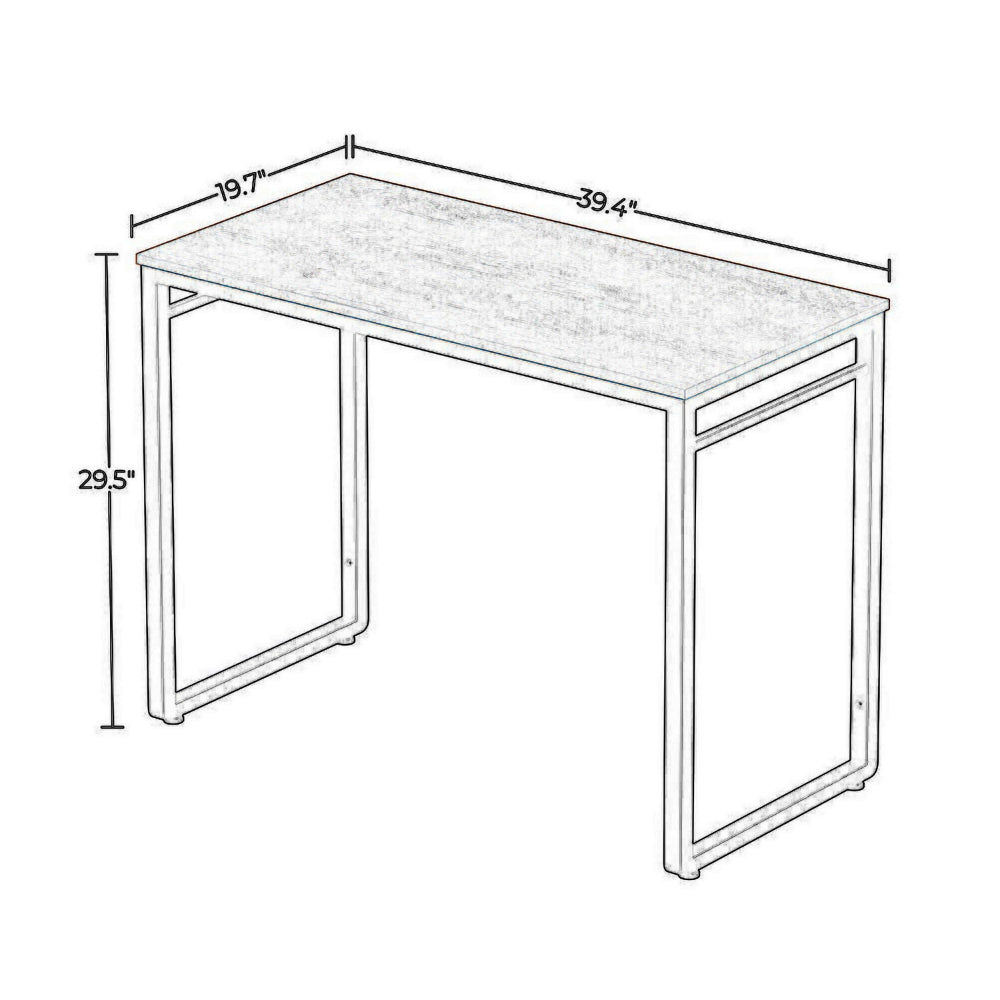 39 Inch Office Desk Table, Rectangular Brown Wood Top, Black Steel Legs - BM315832