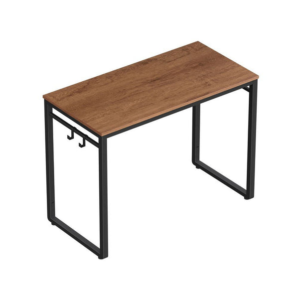 39 Inch Office Desk Table, Rectangular Brown Wood Top, Black Steel Legs - BM315832