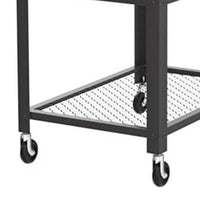 31 Inch Kitchen Rolling Bar Cart, 3 Tier, Brown Wood Top, Black Steel - BM315833