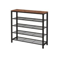 39 Inch Modern Shoe Rack Stand, 5 Tier Open Style Shelves, Black Metal - BM315834