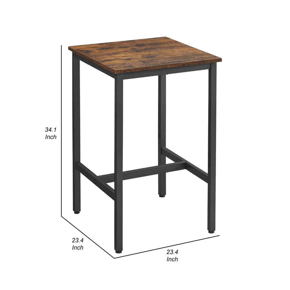 Sumi 35 Inch Counter Height Side Table, White Wood Top, Black Steel Legs - BM315838