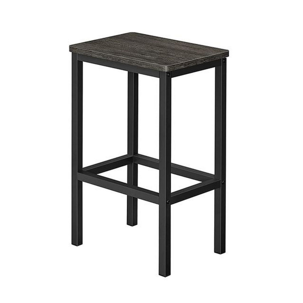 Sumi 26 Inch Counter Height Stool Set of 2, Black Square Seat, Black Iron - BM315839