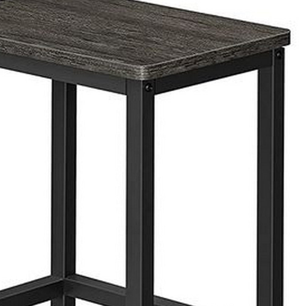 Sumi 26 Inch Counter Height Stool Set of 2, Black Square Seat, Black Iron - BM315839