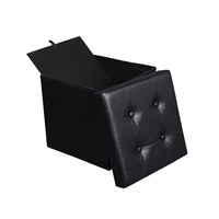 Digi 15 Inch Folding Storage Ottoman, Cushioned, Removable Lid, Black - BM315872