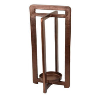 Eya 21 Inch Modern Tabletop Candle Lantern with Round Plate, Copper Metal   - BM315882
