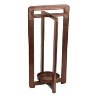 Eya 21 Inch Modern Tabletop Candle Lantern with Round Plate, Copper Metal   - BM315882