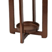 Eya 21 Inch Modern Tabletop Candle Lantern with Round Plate, Copper Metal   - BM315882