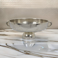 16 Inch Tabletop Decorative Bowl with a Pedestal Footed Base, Silver - BM315885