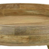 Remi 17 Inch Wood Decorative Bowl, Footed Pedestal Brown Solid Wood - BM315894