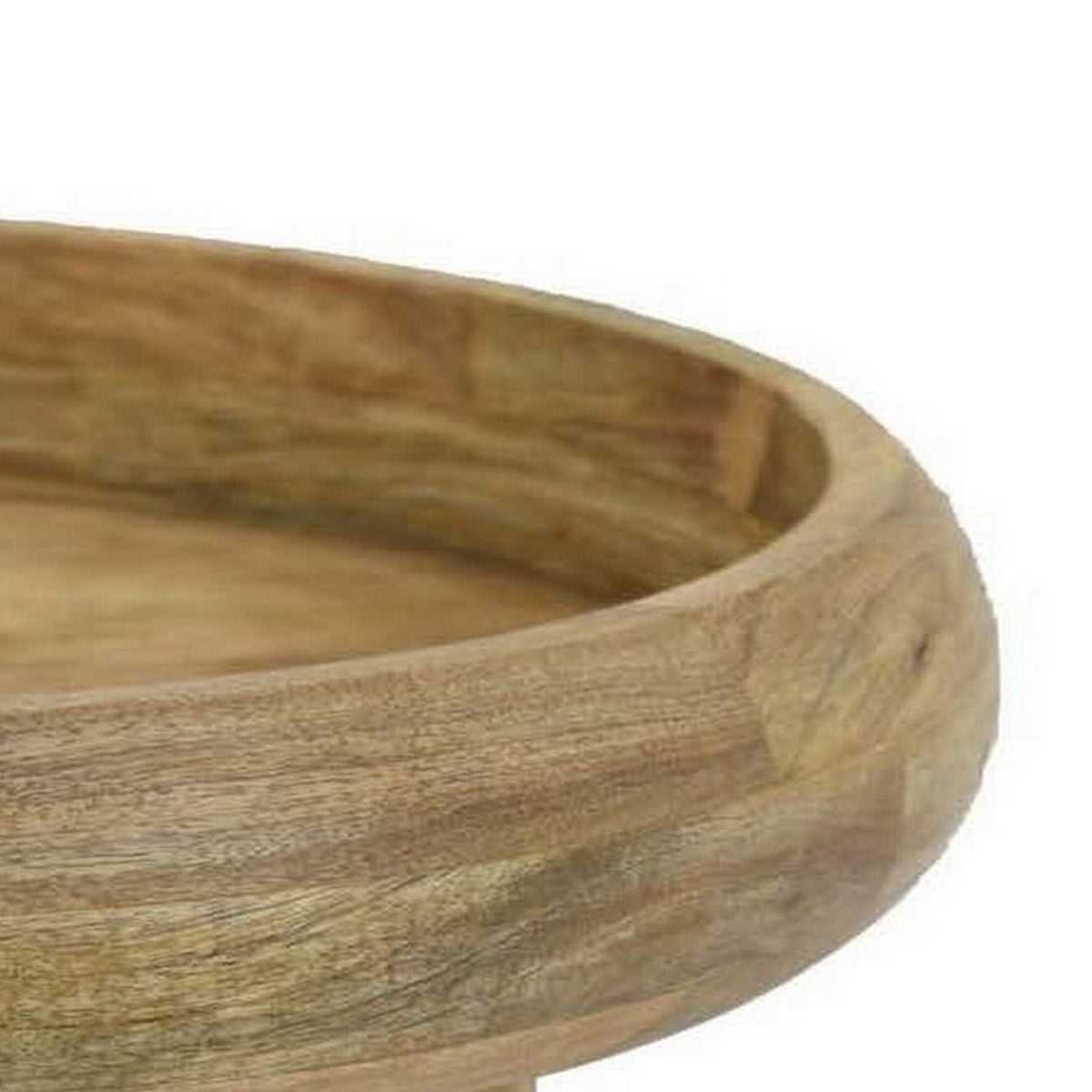 Remi 17 Inch Wood Decorative Bowl, Footed Pedestal Brown Solid Wood - BM315894