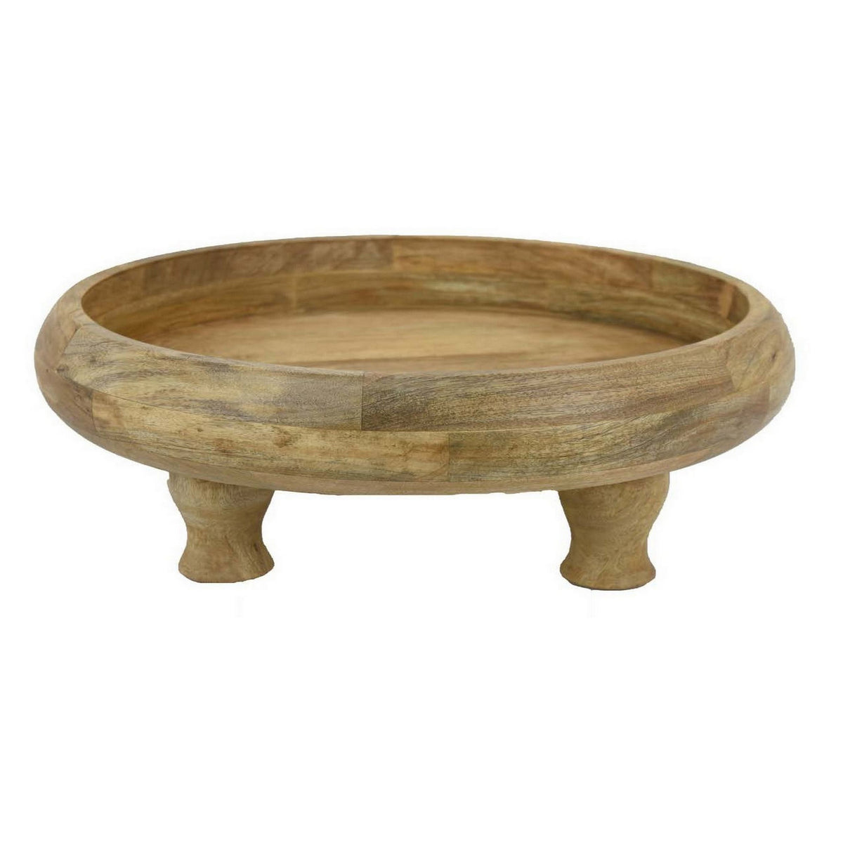 Remi 17 Inch Wood Decorative Bowl, Footed Pedestal Brown Solid Wood - BM315894