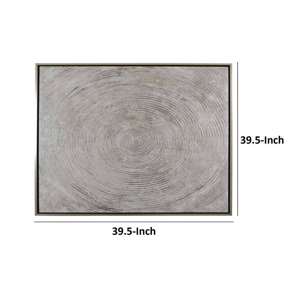 40 x 40 Inch Framed Wall Art Oil Painting, Abstract Spiral, Gray Black - BM315895