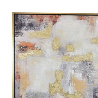 40 x 40 Inch Framed Wall Art Oil Painting, Gold Accent Abstract White Black - BM315897