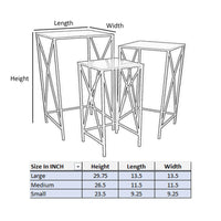 Hyan Modern Plant Stand Side Table Set of 3, Crossed Black Metal Frame - BM315900