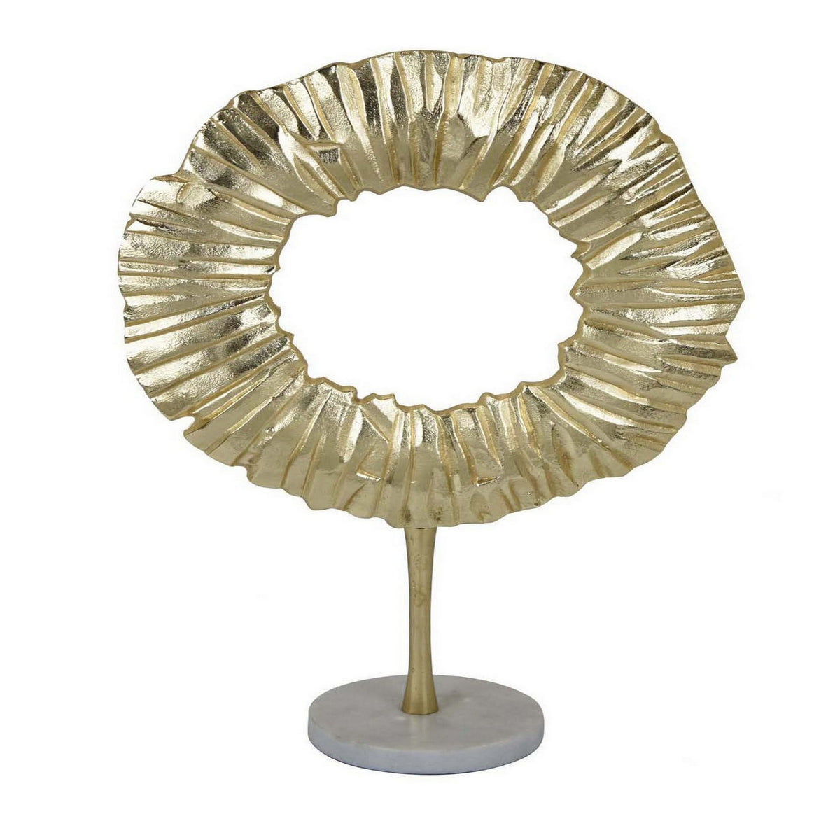 23 Inch Modern Tabletop Decorative Statue, Solid Ring Design, Gold Metal  - BM315905