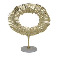 23 Inch Modern Tabletop Decorative Statue, Solid Ring Design, Gold Metal  - BM315905