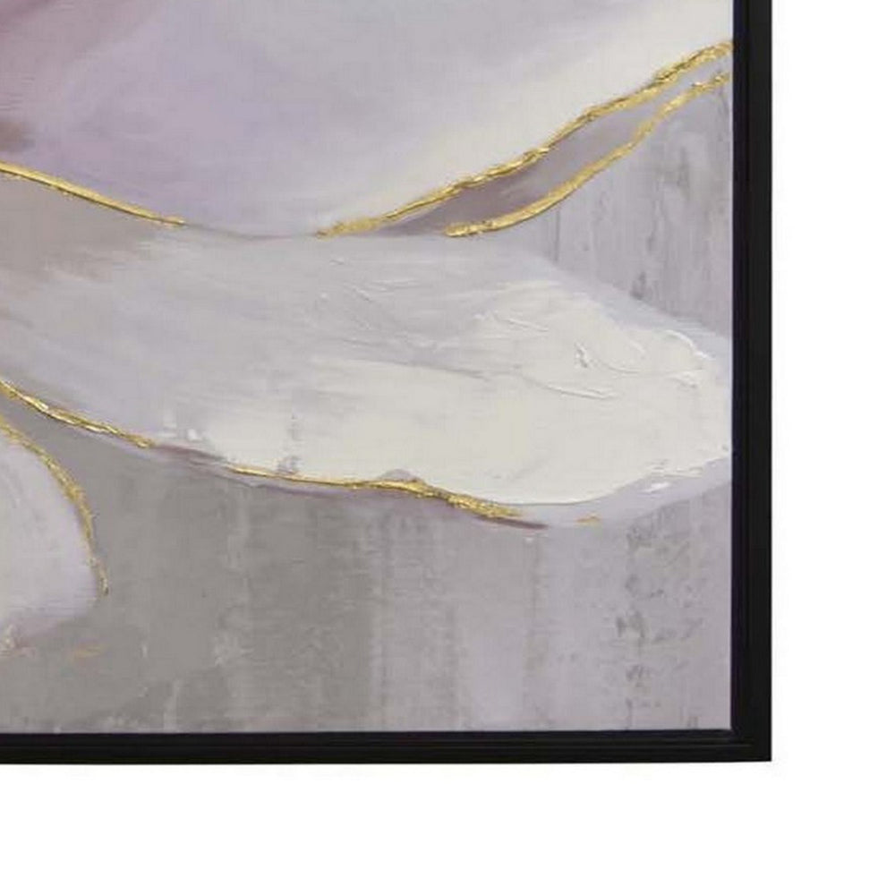 40 x 40 Inch Framed Wall Art Oil Painting, Abstract Floral Decor, White - BM315906
