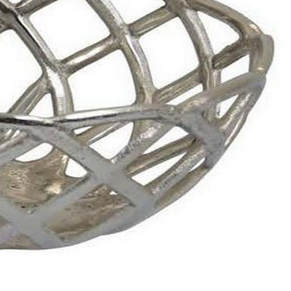 Lyna 17 Inch Modern Decorative Basket Set of 3, Open Weave, Chrome Metal - BM315908