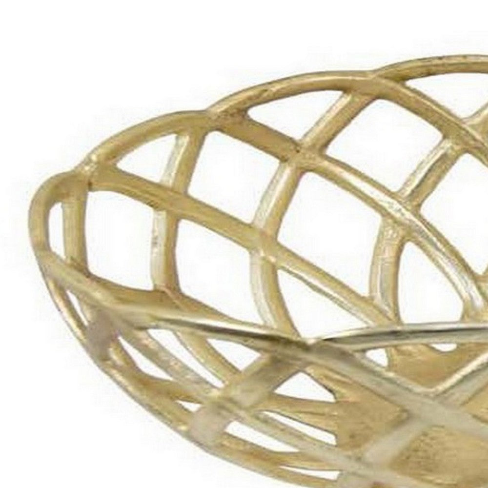 Lyna 18 Inch Modern Decorative Metal Basket Set of 3, Gold Color - BM315909