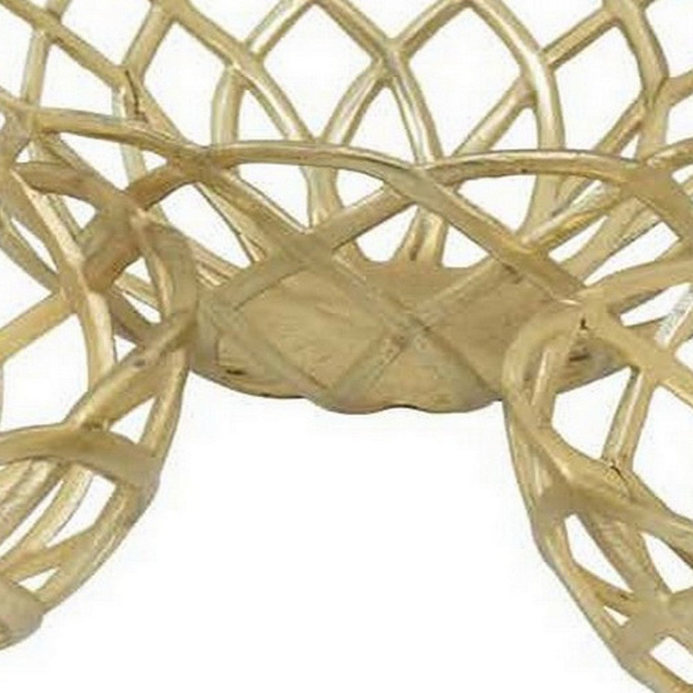 Lyna 18 Inch Modern Decorative Metal Basket Set of 3, Gold Color - BM315909