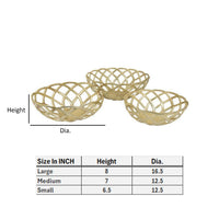 Lyna 18 Inch Modern Decorative Metal Basket Set of 3, Gold Color - BM315909