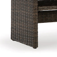 Soha 59 Inch Outdoor Multi Use Dining Table, Resin Wicker with Shelf, Brown - BM315919
