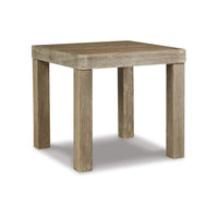 Fayi 22 Inch Outdoor End Table, Square Slatted Design, Natural Brown Finish - BM315936