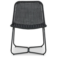 26 Inch Accent Chair, Indoor Outdoor Resin Wicker Design, Black Metal Frame - BM315937