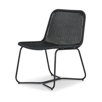 26 Inch Accent Chair, Indoor Outdoor Resin Wicker Design, Black Metal Frame - BM315937