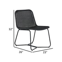 26 Inch Accent Chair, Indoor Outdoor Resin Wicker Design, Black Metal Frame - BM315937