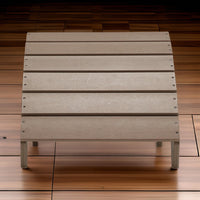 Sami 20 Inch Outdoor Ottoman, Slatted Design, Sloped Arc, Brown Finish - BM315947