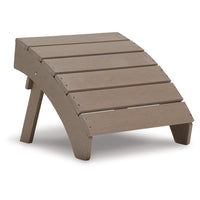 Sami 20 Inch Outdoor Ottoman, Slatted Design, Sloped Arc, Brown Finish - BM315947