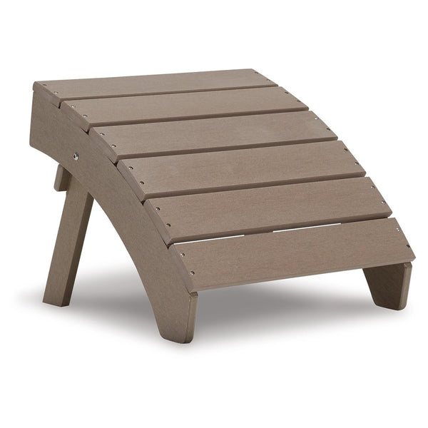 Sami 20 Inch Outdoor Ottoman, Slatted Design, Sloped Arc, Brown Finish - BM315947