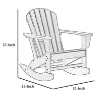 Sami 35 Inch Outdoor Rocking Chair, Slatted Design, Modern Black Finish - BM315948