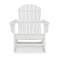 Sami 35 Inch Outdoor Rocking Chair, Slatted Design, Modern White Finish - BM315949