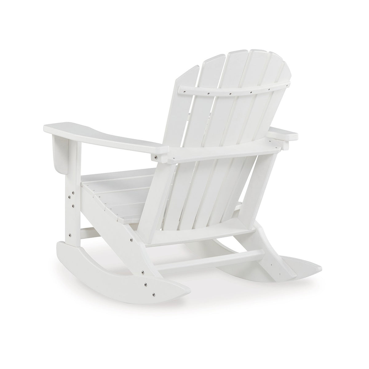 Sami 35 Inch Outdoor Rocking Chair, Slatted Design, Modern White Finish - BM315949