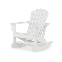 Sami 35 Inch Outdoor Rocking Chair, Slatted Design, Modern White Finish - BM315949