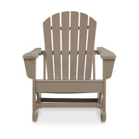 Sami 35 Inch Outdoor Rocking Chair, Slatted Design, Modern Brown Finish - BM315950