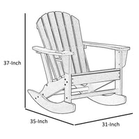 Sami 35 Inch Outdoor Rocking Chair, Slatted Design, Modern Brown Finish - BM315950