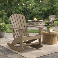 Sami 35 Inch Outdoor Rocking Chair, Slatted Design, Modern Brown Finish - BM315950