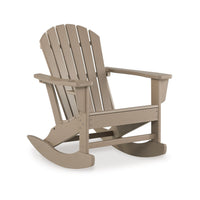 Sami 35 Inch Outdoor Rocking Chair, Slatted Design, Modern Brown Finish - BM315950