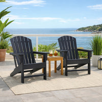 Sami 33 Inch Outdoor Chair, Slatted Design, Adirondack, Black Finish - BM315951