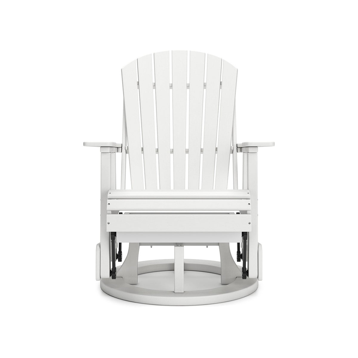 Sami 31 Inch Outdoor Swivel Glider Chair, Slatted, Adirondack, White Finish - BM315952