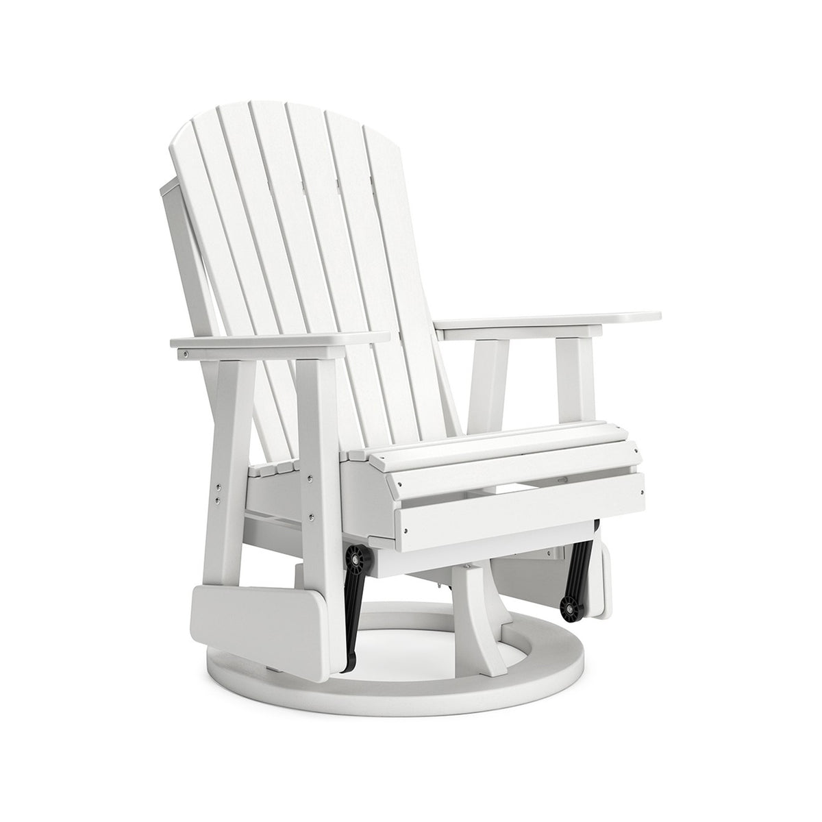 Sami 31 Inch Outdoor Swivel Glider Chair, Slatted, Adirondack, White Finish - BM315952